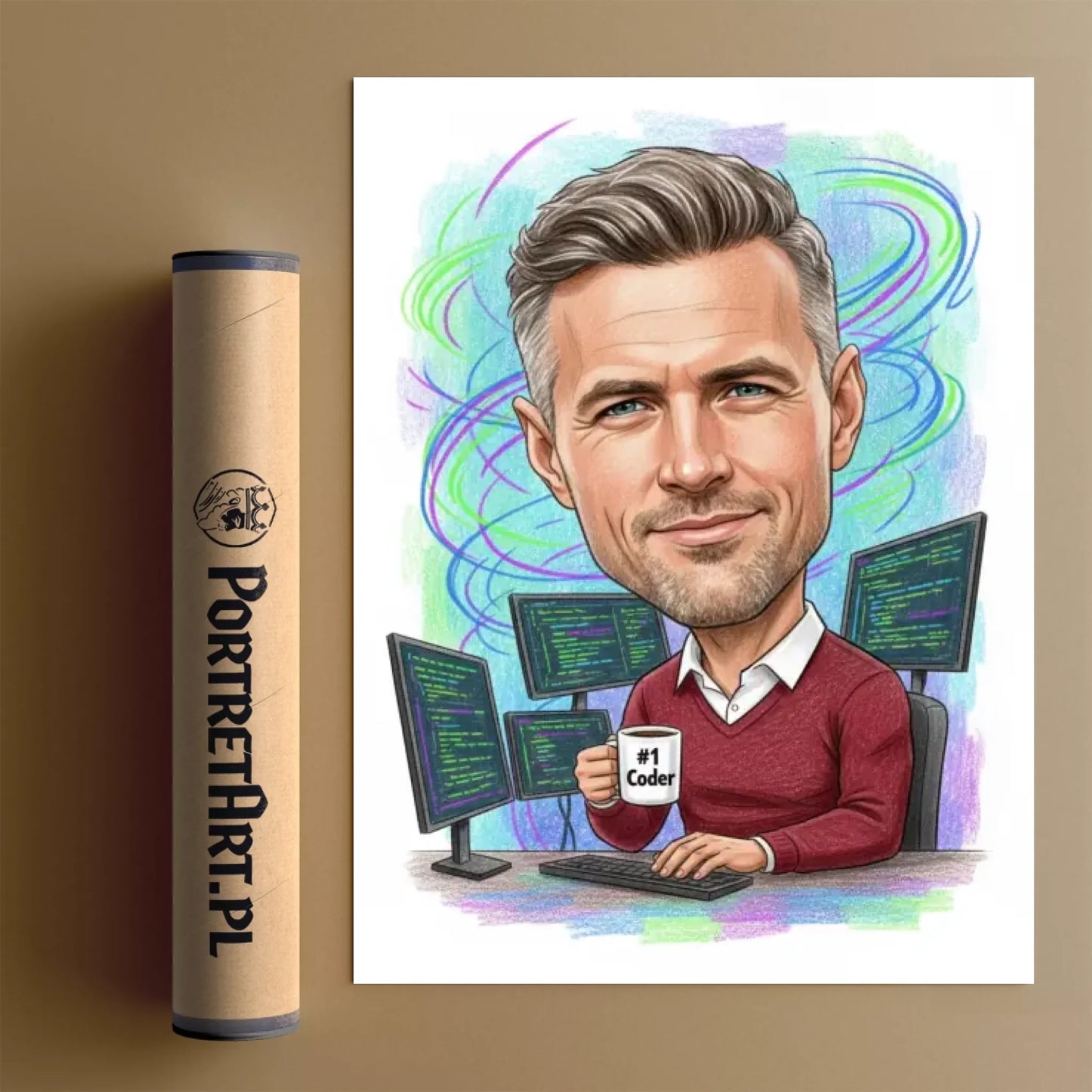 Programista – Karykatura ze zdjęcia