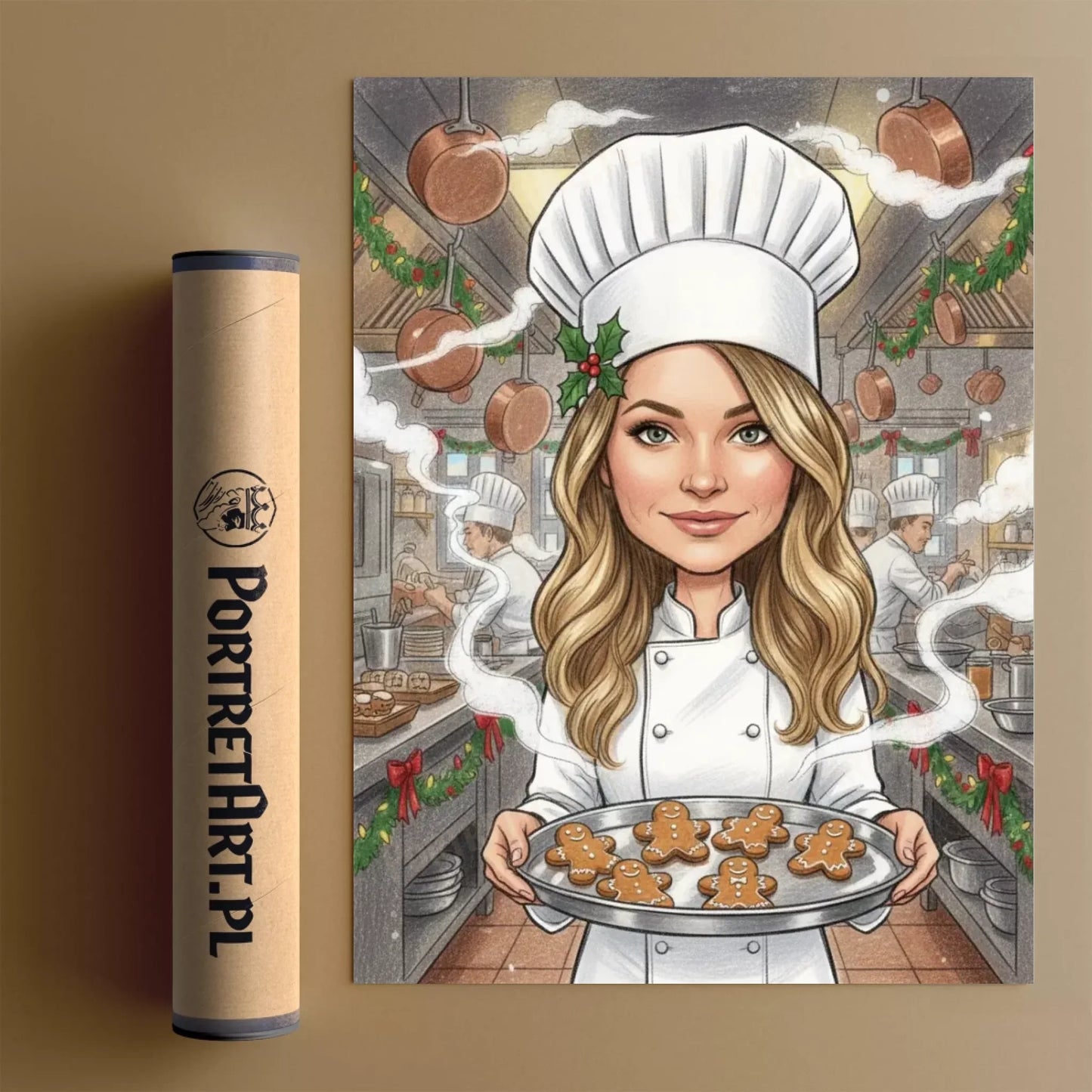 Świąteczny Szef Kuchni - Karykatura ze zdjęcia