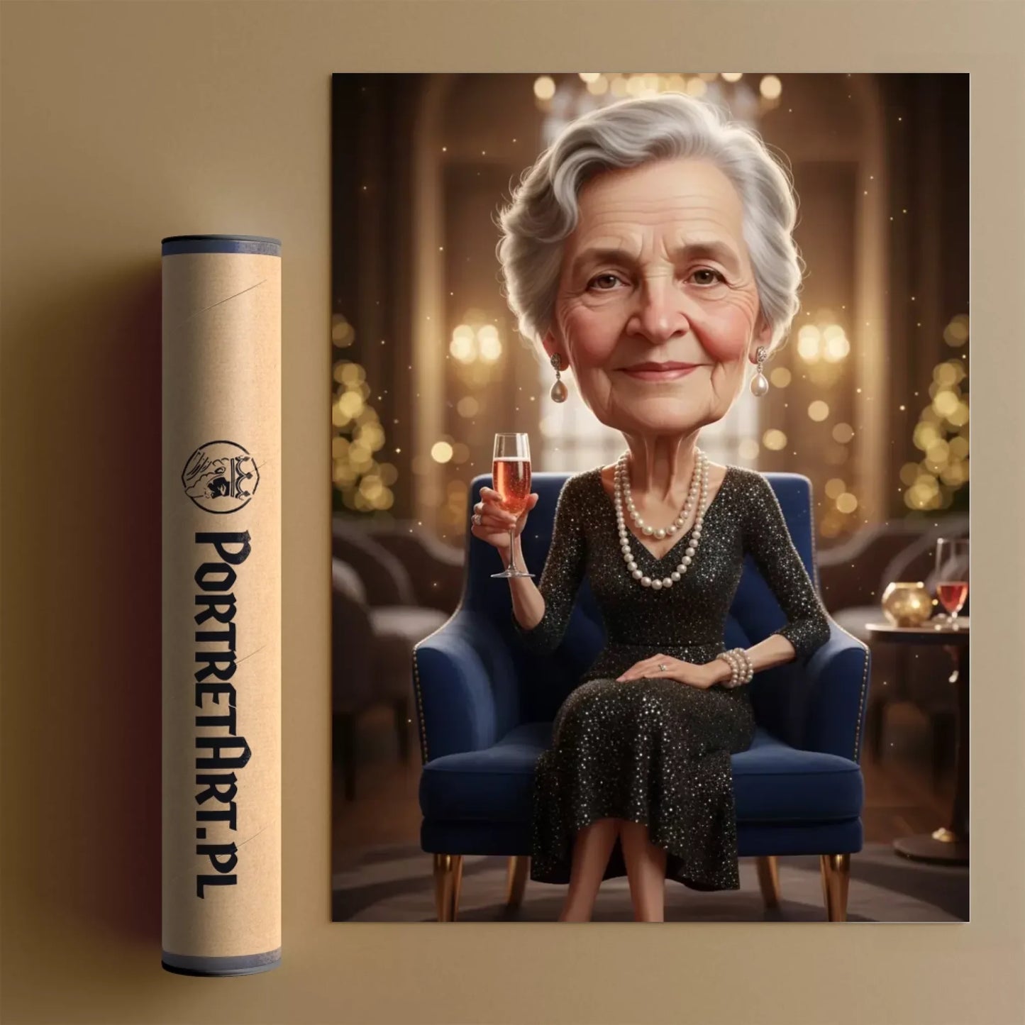 Babcia Glamour - Karykatura ze zdjęcia