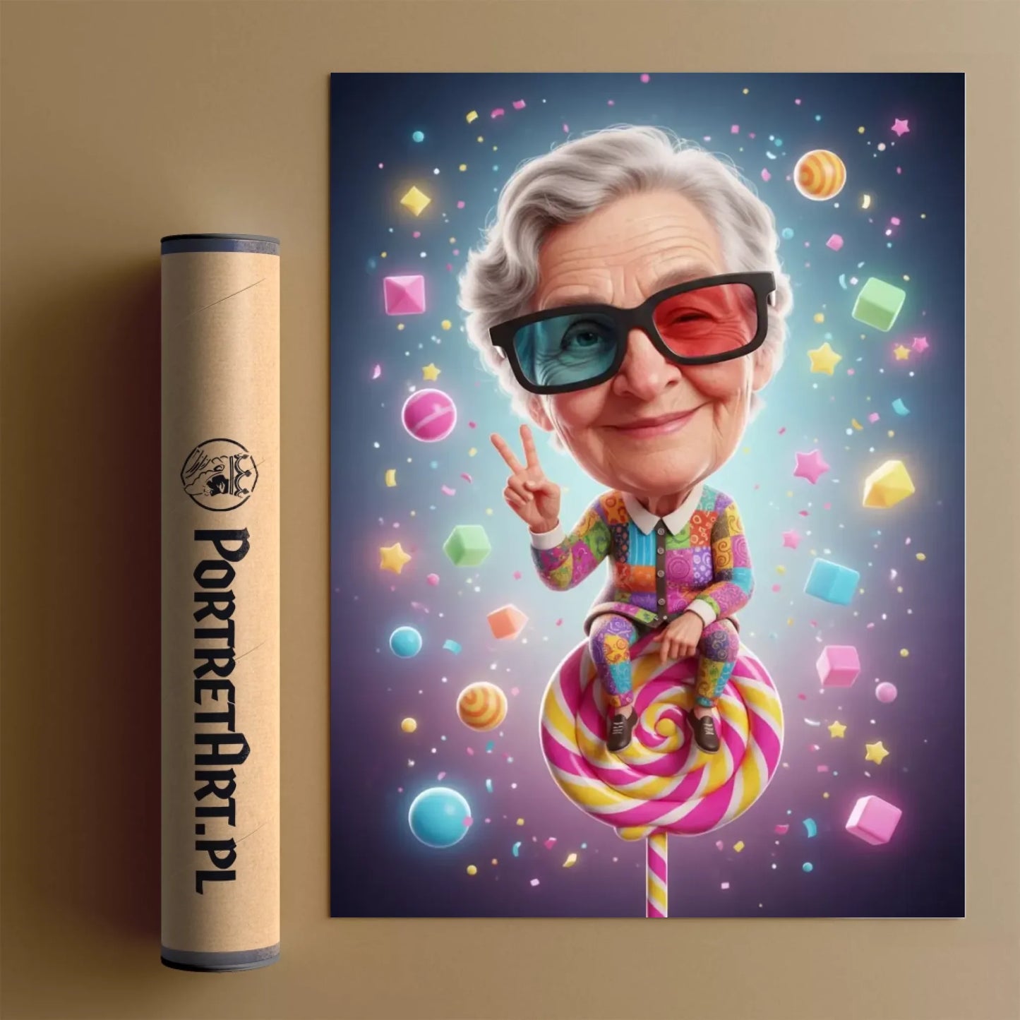 Babcia z Humorem - Karykatura ze zdjęcia