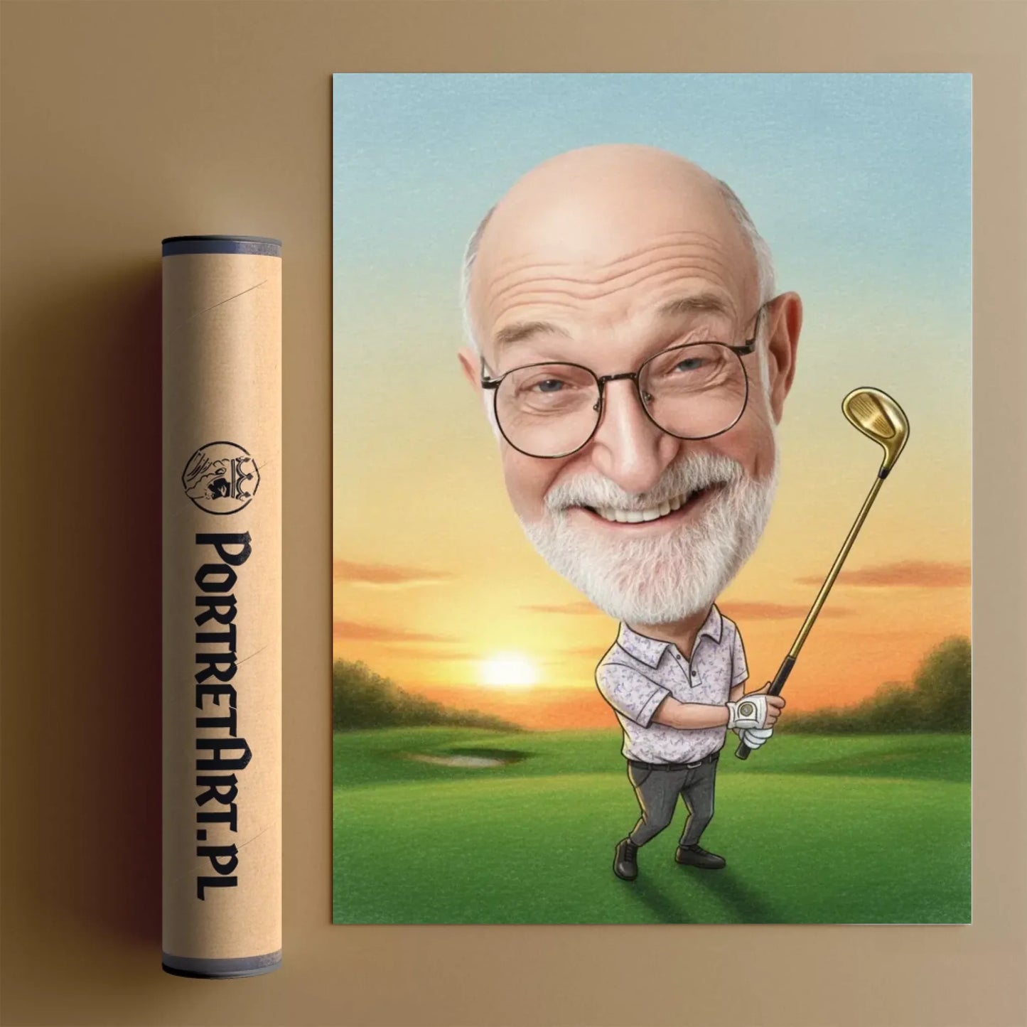 Dziadek Golfista - Karykatura ze zdjęcia