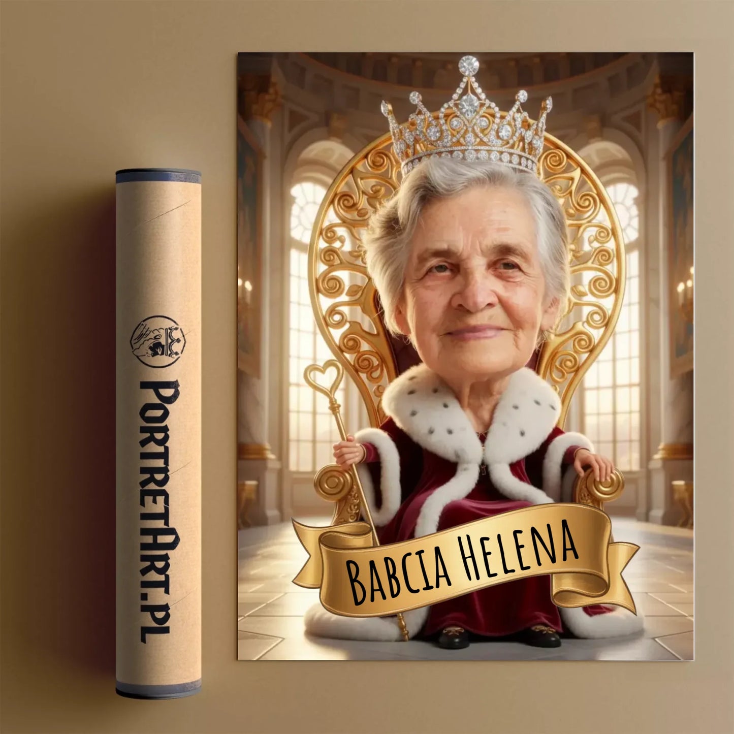 Babcia i Dziadek Królowie Rodziny - Karykatura ze zdjęcia