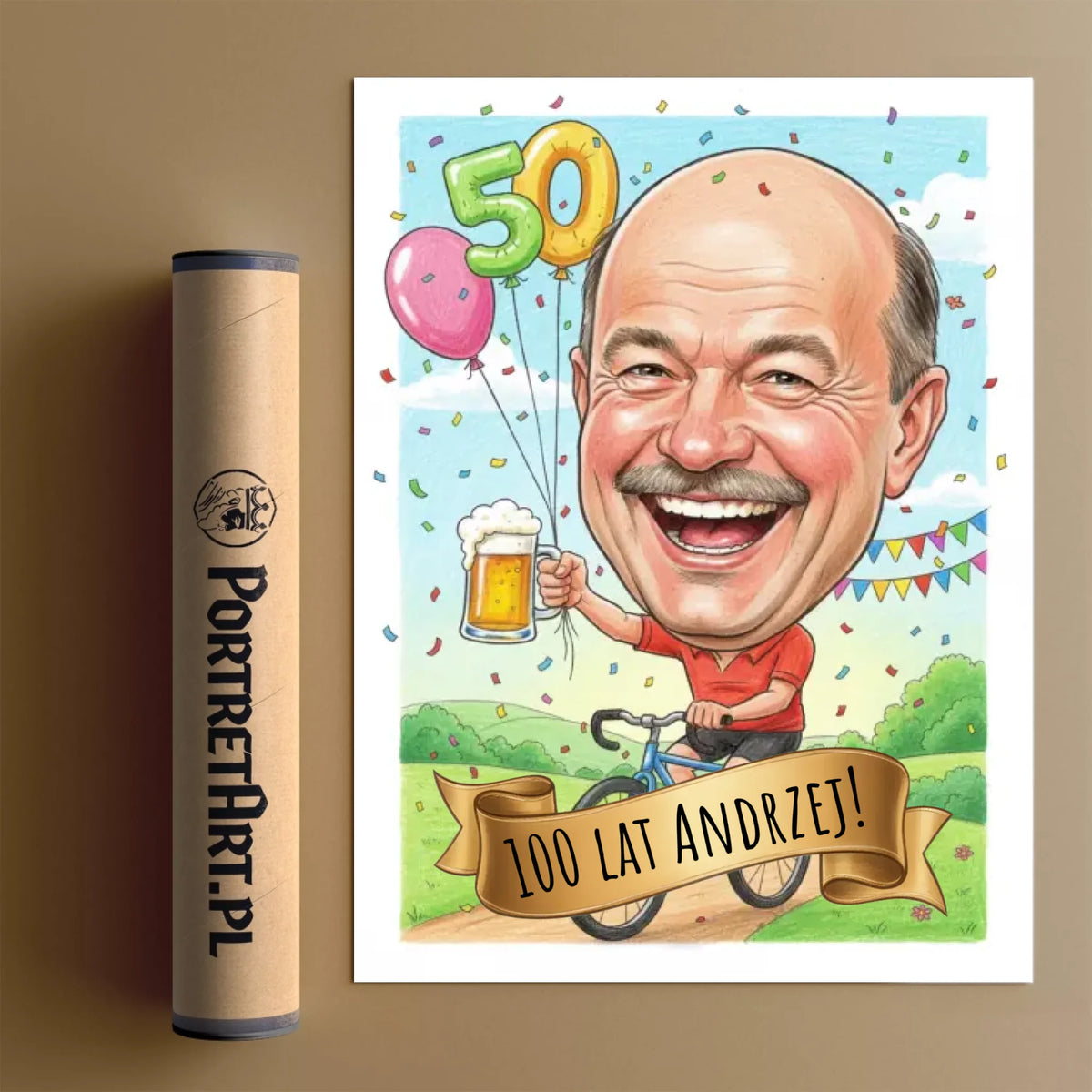 Urodziny Rowerzysty #1 - Karykatura ze zdjęcia