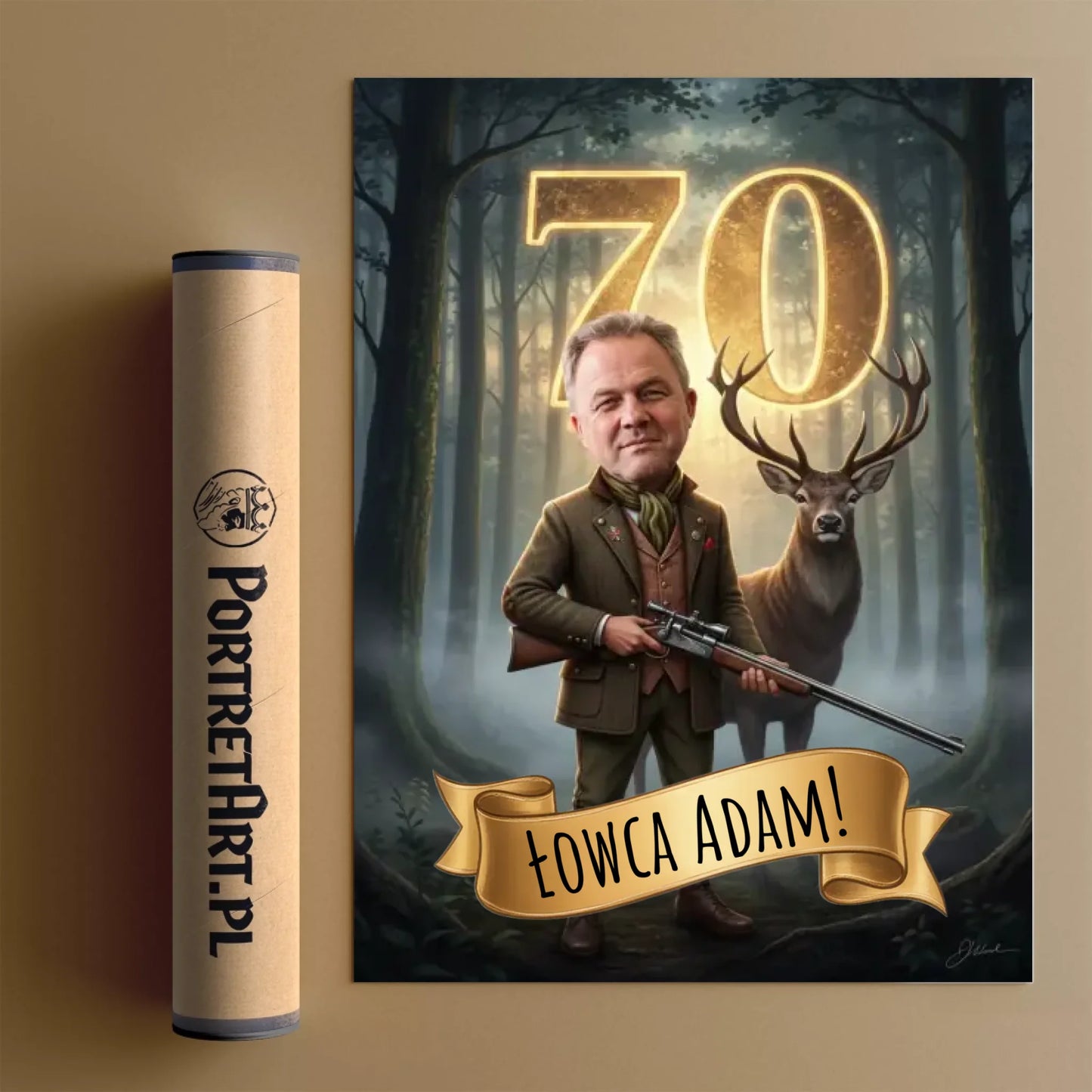 Urodziny Myśliwego - Karykatura ze zdjęcia