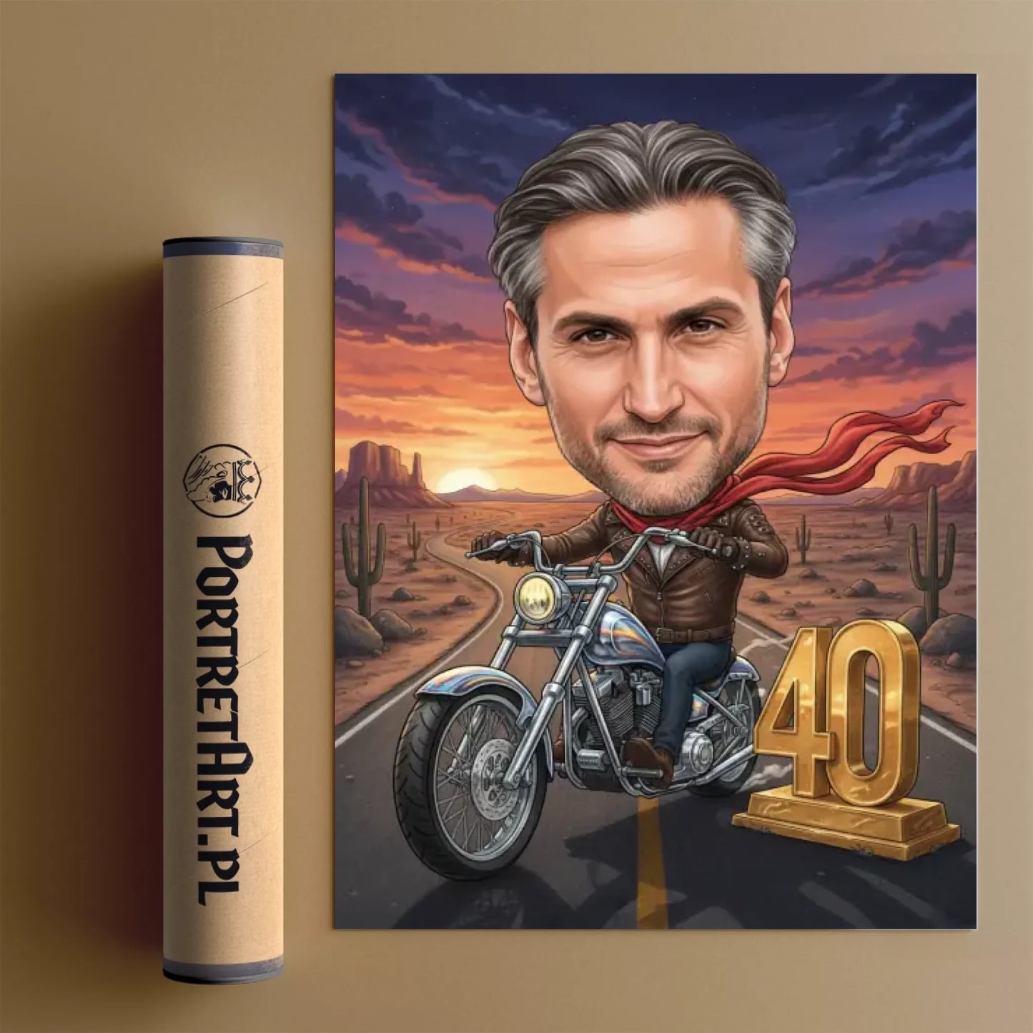 Motocyklista Urodziny #1 - Karykatura ze zdjęcia