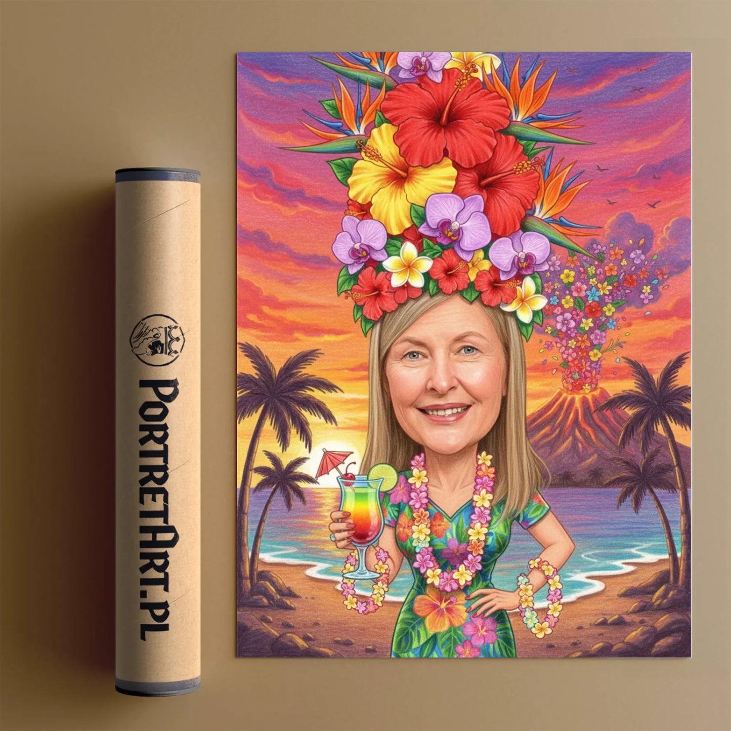 Hawajskie Wakacje - Karykatura ze zdjęcia