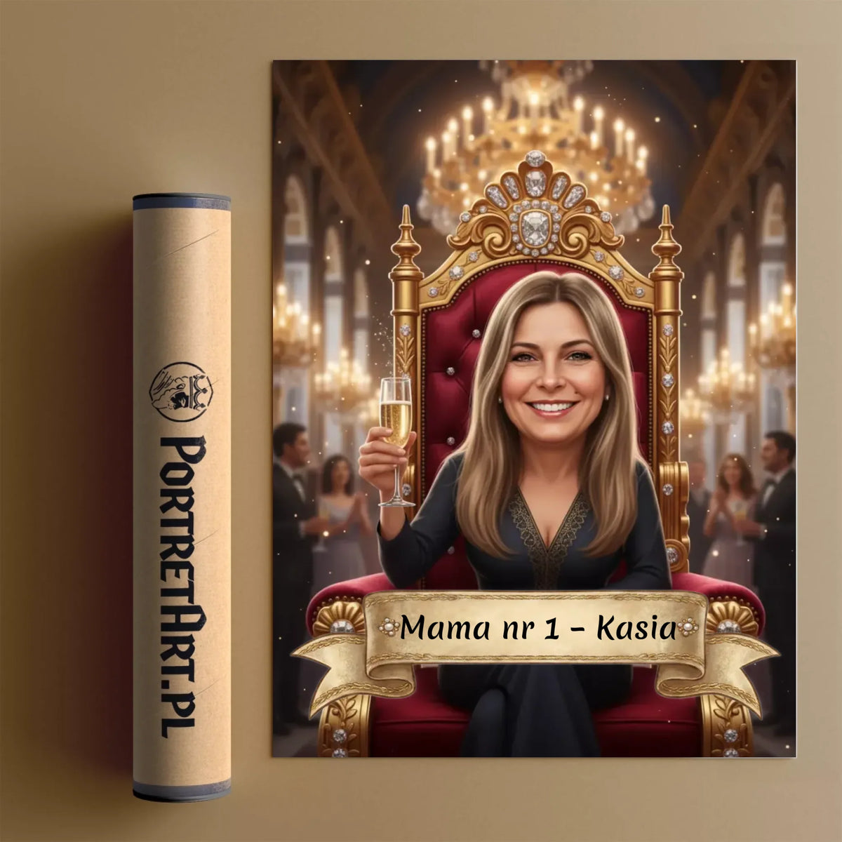 Królowa z Szampanem 3D - Karykatura ze zdjęcia
