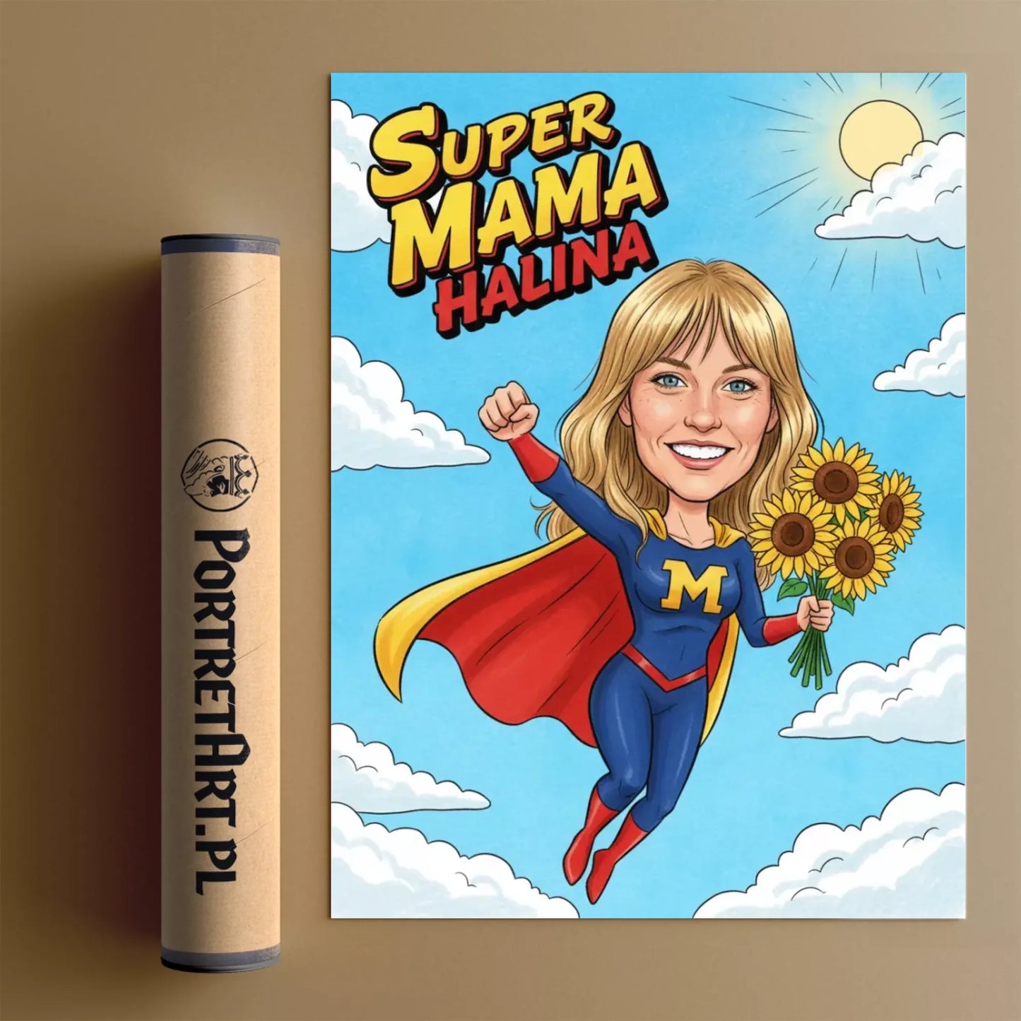 Dzień Mamy - Superbohaterka - Karykatura ze zdjęcia