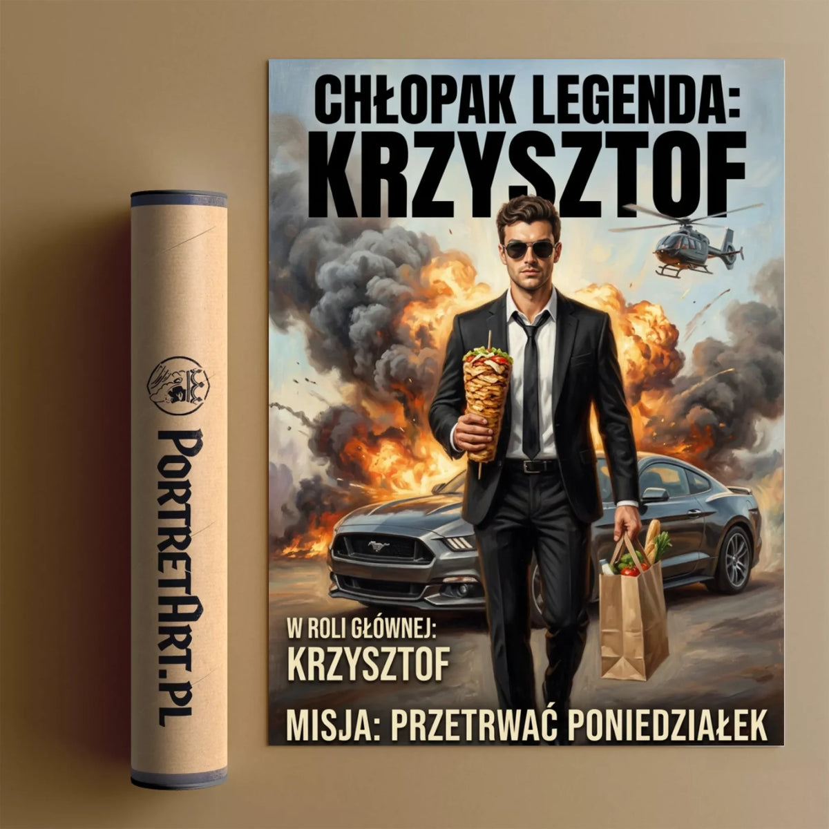 Człowiek Legenda - Karykatura ze zdjęcia