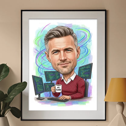 Programista – Karykatura ze zdjęcia