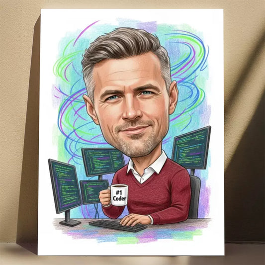 Programista – Karykatura ze zdjęcia