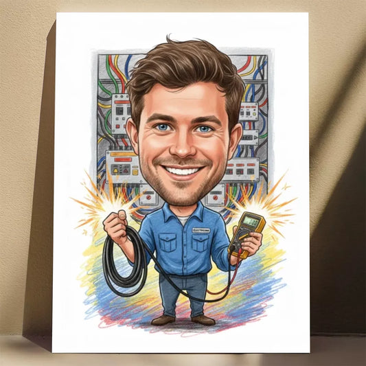 Elektryk – Karykatura ze zdjęcia