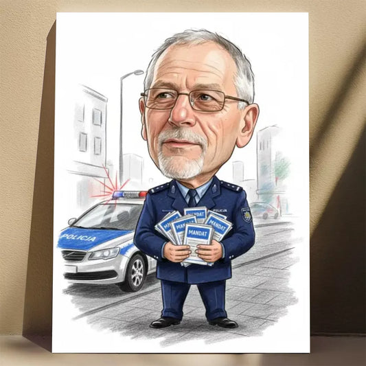 Policjant – Karykatura ze zdjęcia