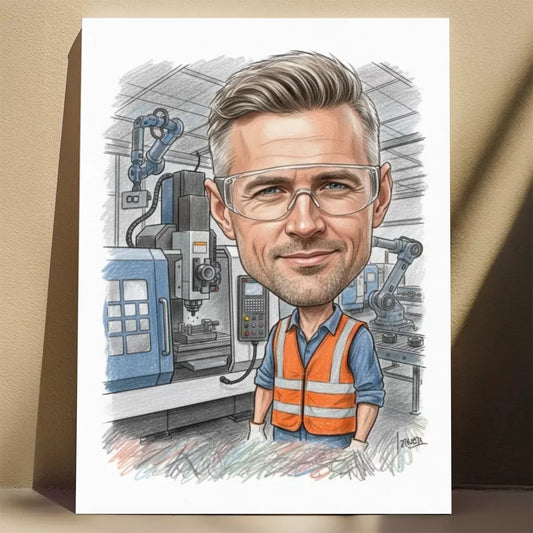 Operator maszyn – Karykatura ze zdjęcia