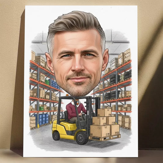 Operator wózka – Karykatura ze zdjęcia