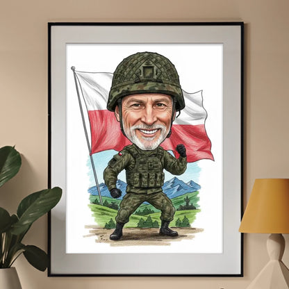 Żołnierz – Karykatura ze zdjęcia