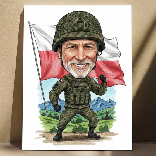Żołnierz – Karykatura ze zdjęcia
