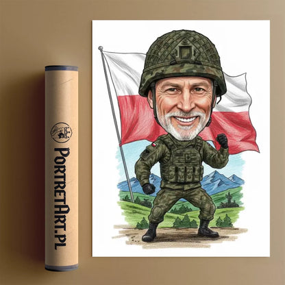 Żołnierz – Karykatura ze zdjęcia