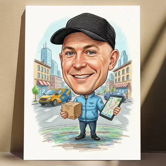 Kurier – Karykatura ze zdjęcia