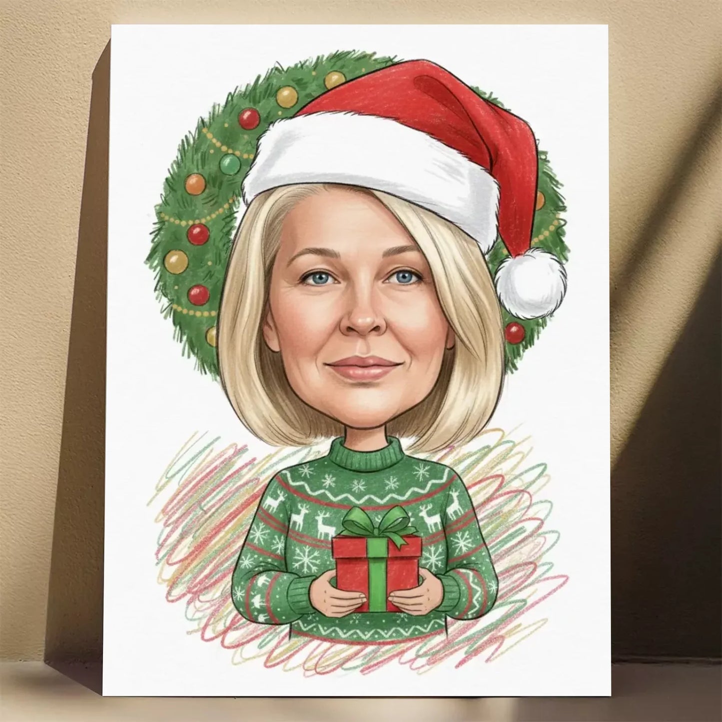 Sweterek Świąteczny - Karykatura ze zdjęcia