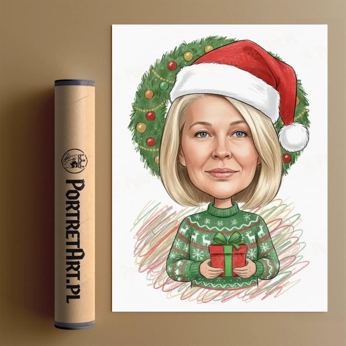 Sweterek Świąteczny - Karykatura ze zdjęcia