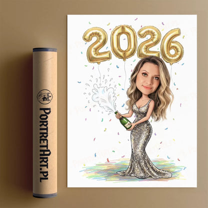Nowy Rok 2026 - Karykatura ze zdjęcia