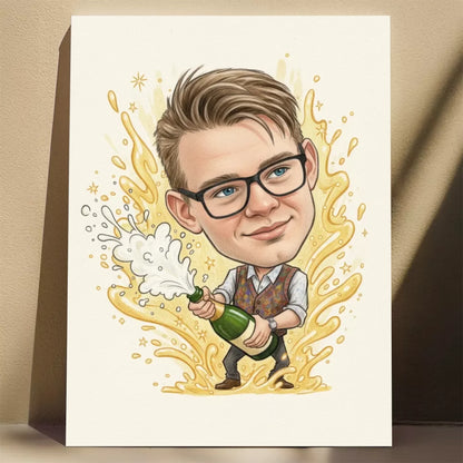 Szampan Leje Się Strumieniami - Karykatura ze zdjęcia