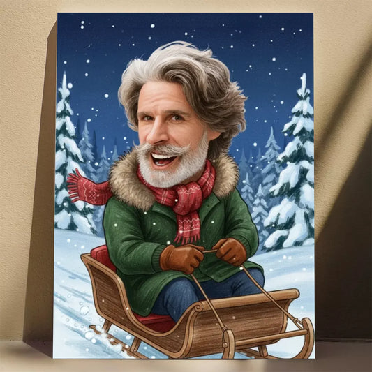 Kulig w Lesie - Karykatura ze zdjęcia