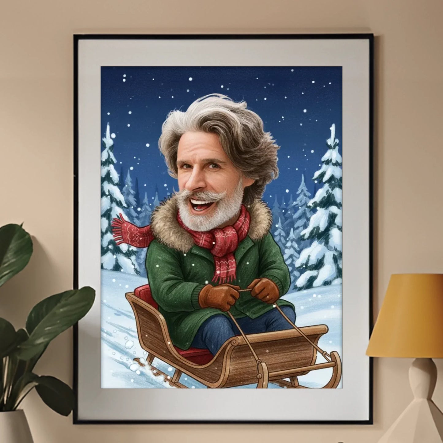 Kulig w Lesie - Karykatura ze zdjęcia