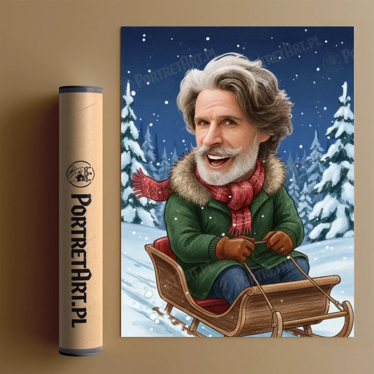 Kulig w Lesie - Karykatura ze zdjęcia