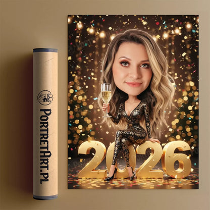 Złoty Sylwester - Karykatura ze zdjęcia