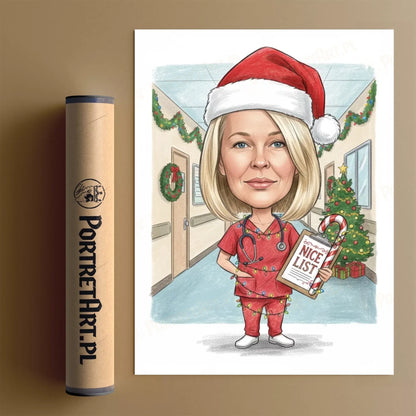 Lekarz Wersja Świąteczna - Karykatura ze zdjęcia