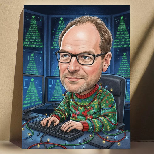 Informatyk Programista Wersja Świąteczna - Karykatura ze zdjęcia