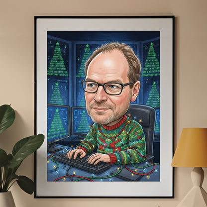 Informatyk Programista Wersja Świąteczna - Karykatura ze zdjęcia