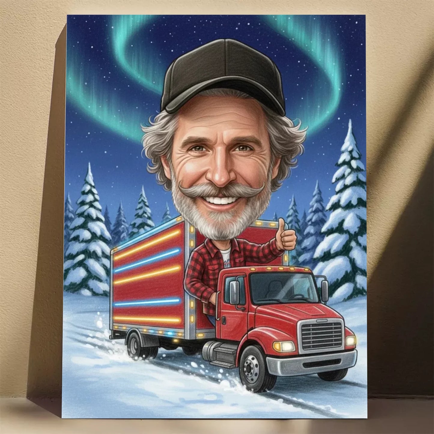 Kierowca Ciężarówki Wersja Świąteczna - Karykatura ze zdjęcia