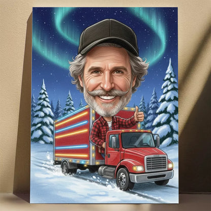 Kierowca Ciężarówki Wersja Świąteczna - Karykatura ze zdjęcia