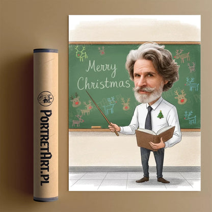 Nauczyciel Wersja Świąteczna - Karykatura ze zdjęcia