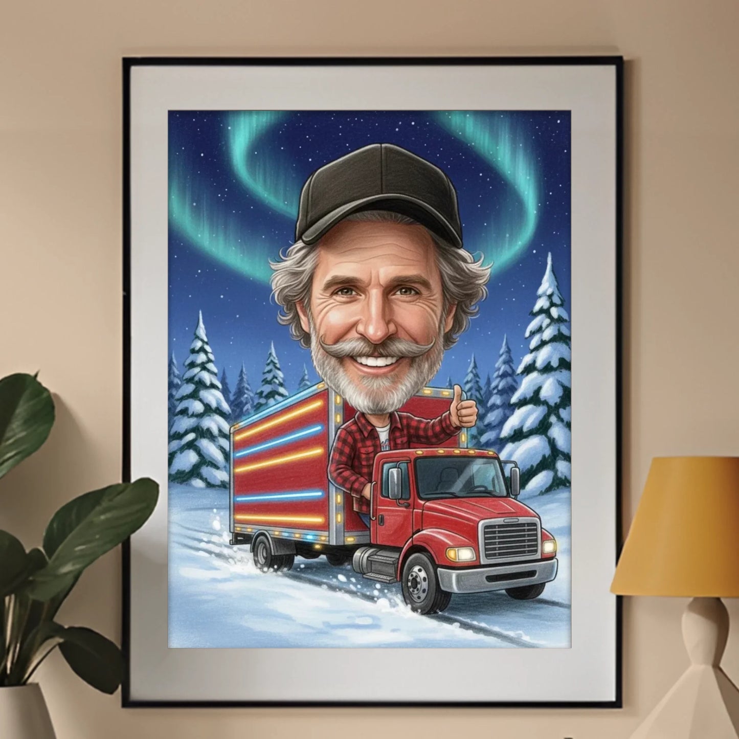 Kierowca Ciężarówki Wersja Świąteczna - Karykatura ze zdjęcia
