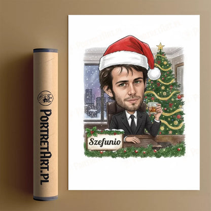 Szef Wersja Świąteczna - Karykatura ze zdjęcia