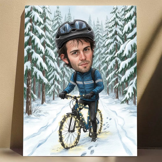 Rowerzysta Wersja Świąteczna - Karykatura ze zdjęcia