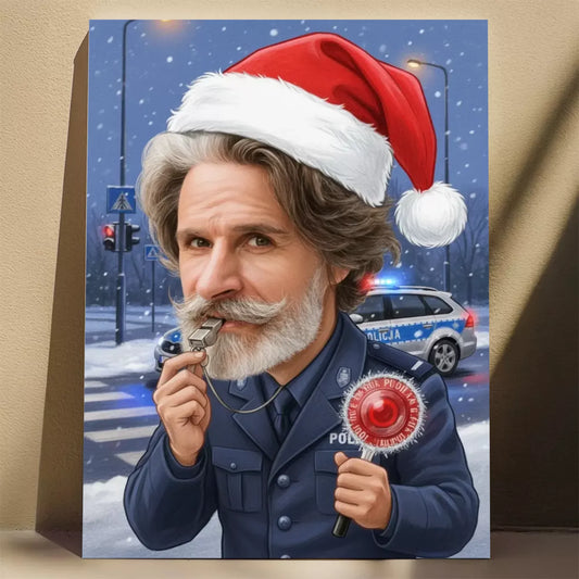 Policja Wersja Świąteczna - Karykatura ze zdjęcia