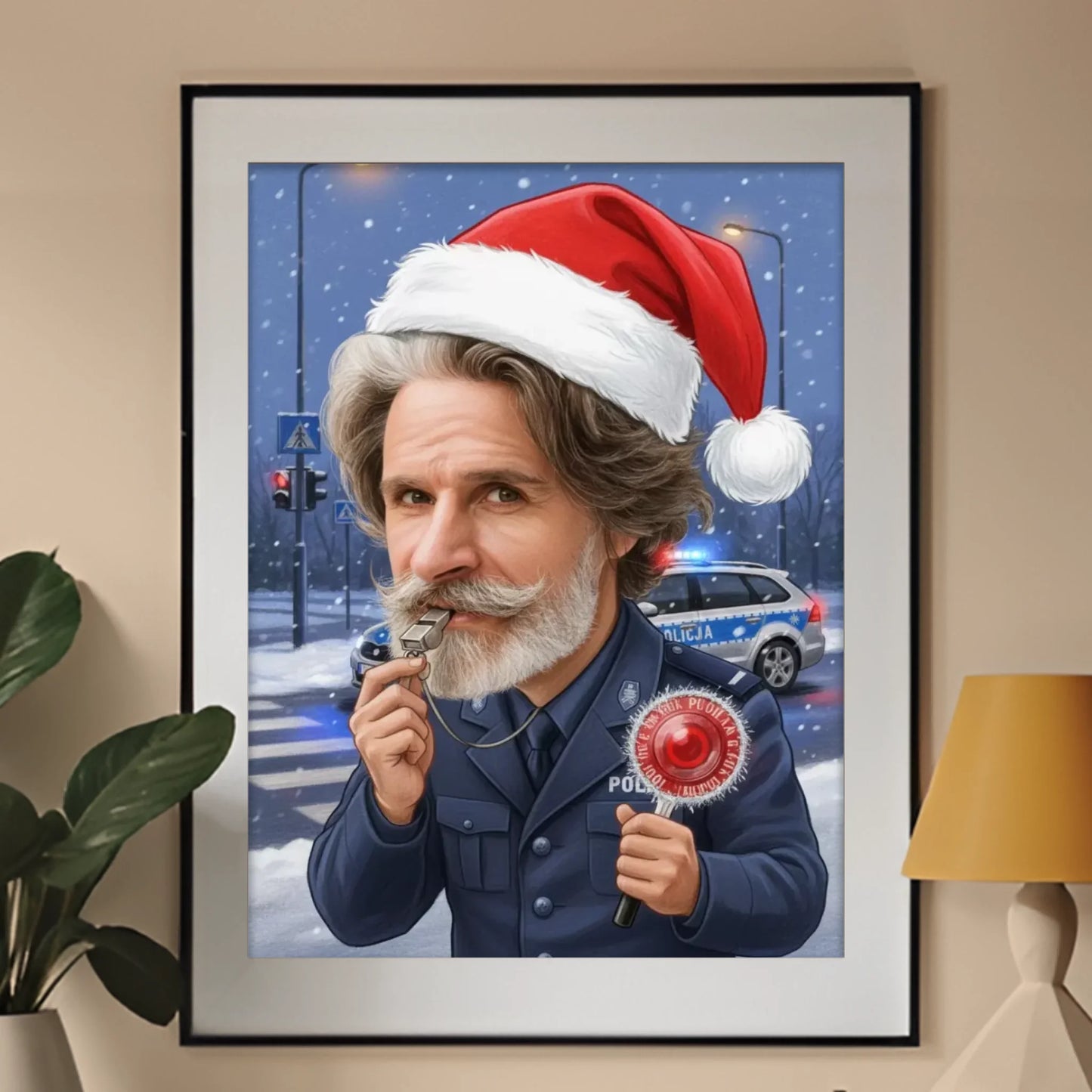 Policja Wersja Świąteczna - Karykatura ze zdjęcia