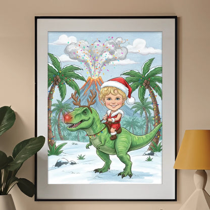 Świąteczny T-Rex - Karykatura ze zdjęcia