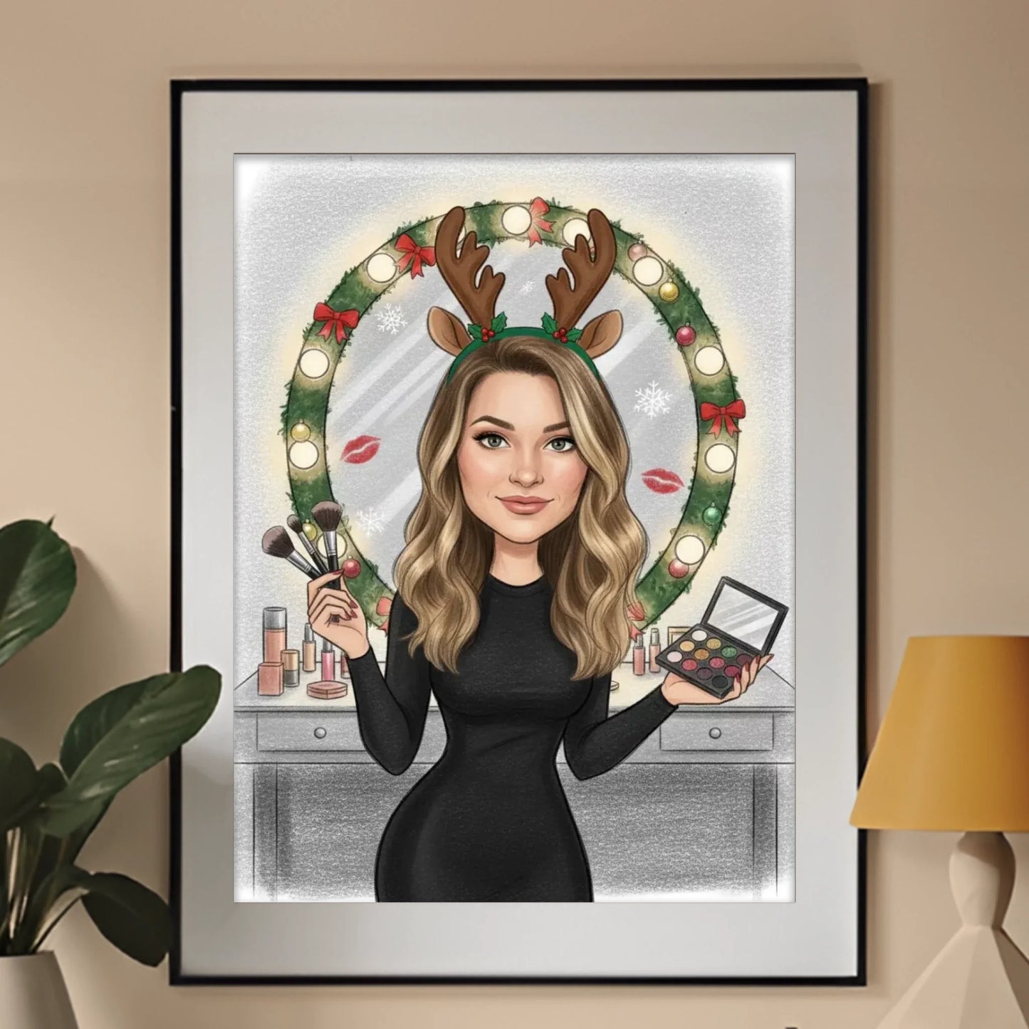 Świąteczna Wizażystka - Karykatura ze zdjęcia
