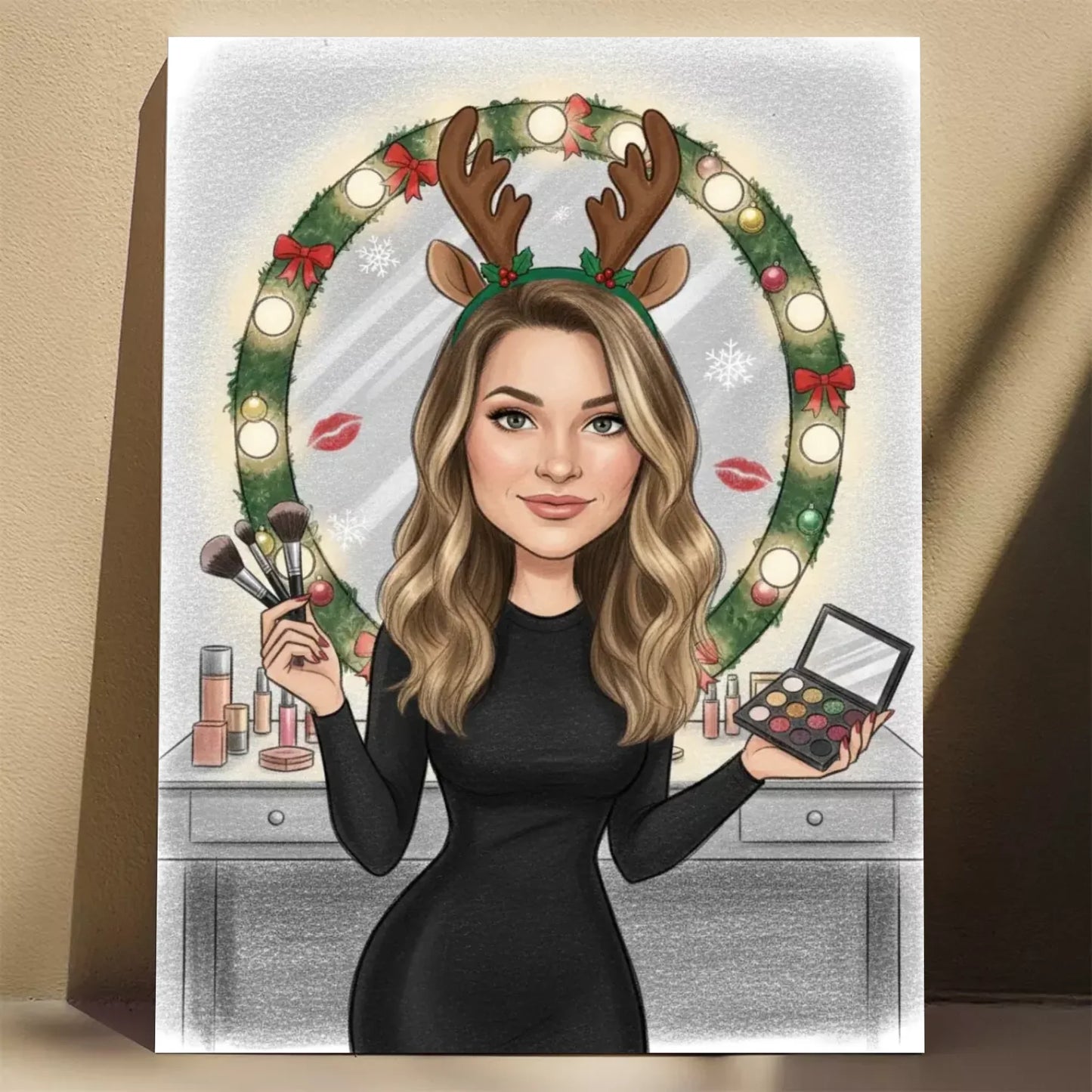 Świąteczna Wizażystka - Karykatura ze zdjęcia
