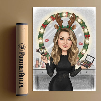 Świąteczna Wizażystka - Karykatura ze zdjęcia