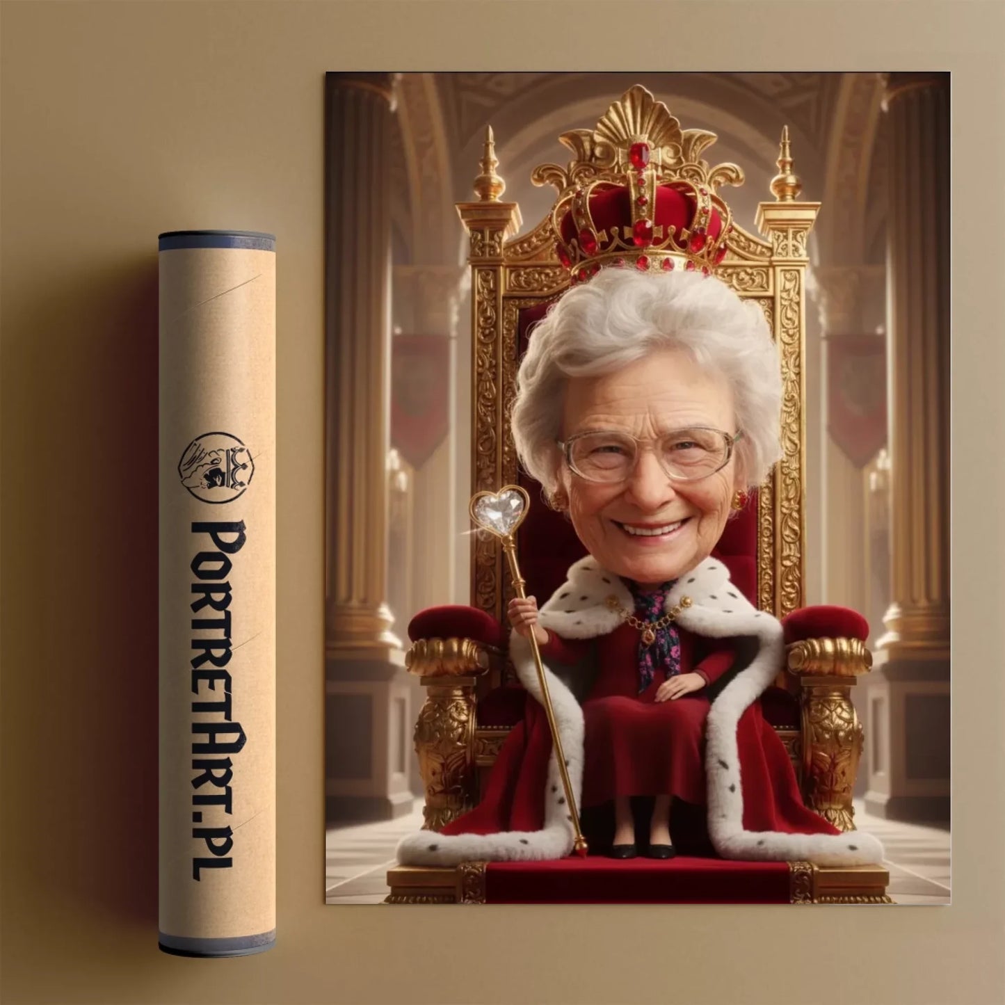 Złota Królowa Babcia - Karykatura ze zdjęcia