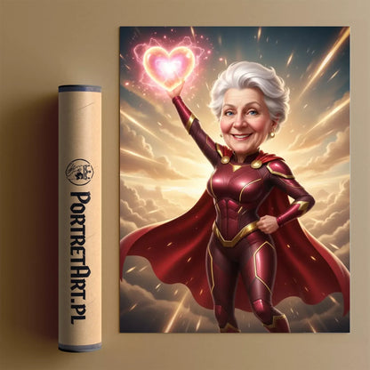 Super Babcia Serca  - Karykatura ze zdjęcia