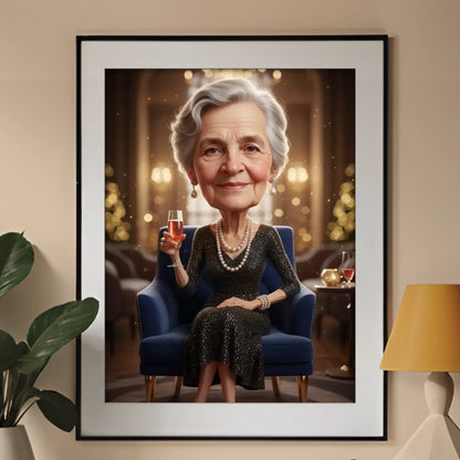 Babcia Glamour - Karykatura ze zdjęcia