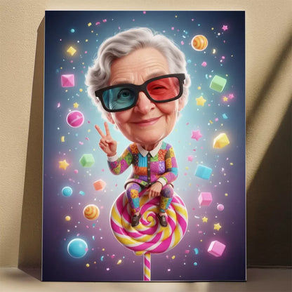 Babcia z Humorem - Karykatura ze zdjęcia